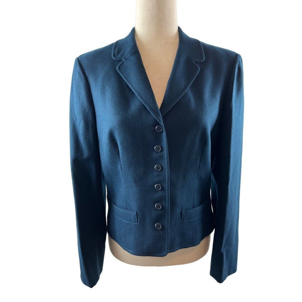 Vintage Young Pendleton Pure Virgin Wool Button Up Blazer Jacket Blue Size 11/12